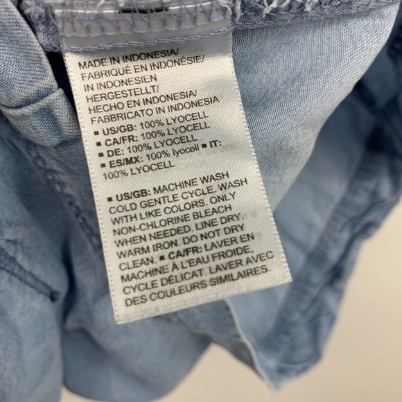 Daily Ritual Romper Blue Lyocell Chambray Button Down Pockets - Picture 6 of 10